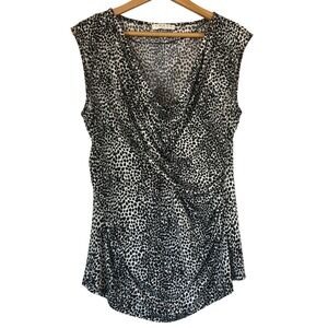 Chaus New York Animal Print Cowl‎ Neck Sleeveless Top Blouse